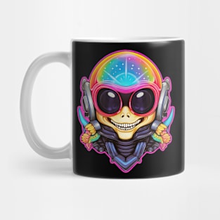 Awesome Alien Dinosaur Motorcyclist With Galaxy Helmet Gear Mug